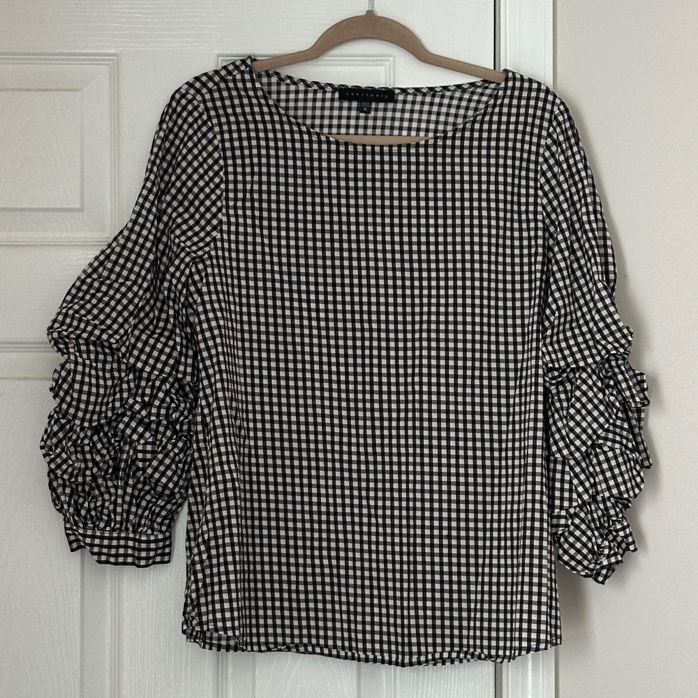 Sanctuary Delphine Artistic Sleeve Top Women's Size Medium Revolve Check - Picture 2 of 8